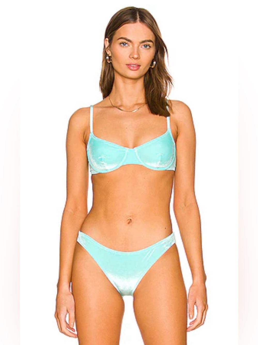 SOLID & STRIPED Aqua Velvet Bikini Set